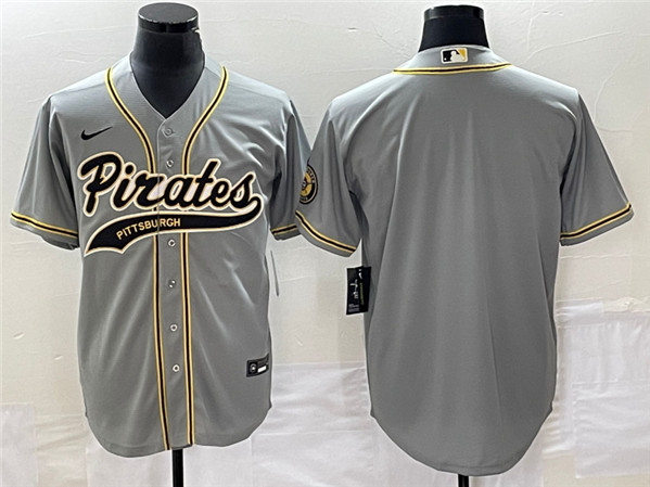 Men's Pittsburgh Pirates Blank Gray Cool Base Stitched Baseball Jersey